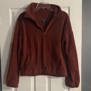 Abercrombie & Fitch Rust Fleece Quarter-Zip